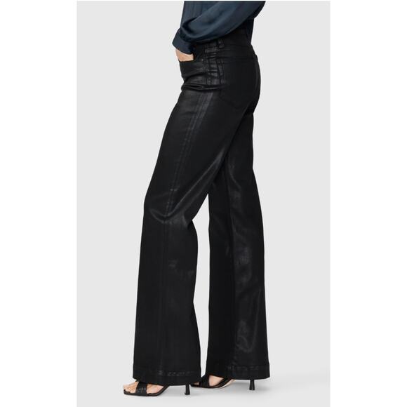 Paige Leenah Wide Leg Jean in Black Fog Luxe Coating Size 33 NWT - Picture 2 of 12